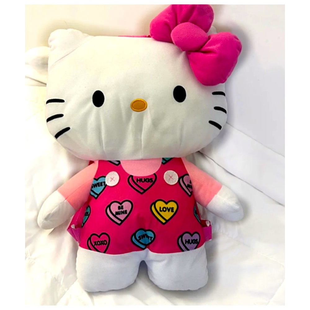 NEW Hello Kitty Jumbo Valentine's Plush Backpack - Picture 6 of 7